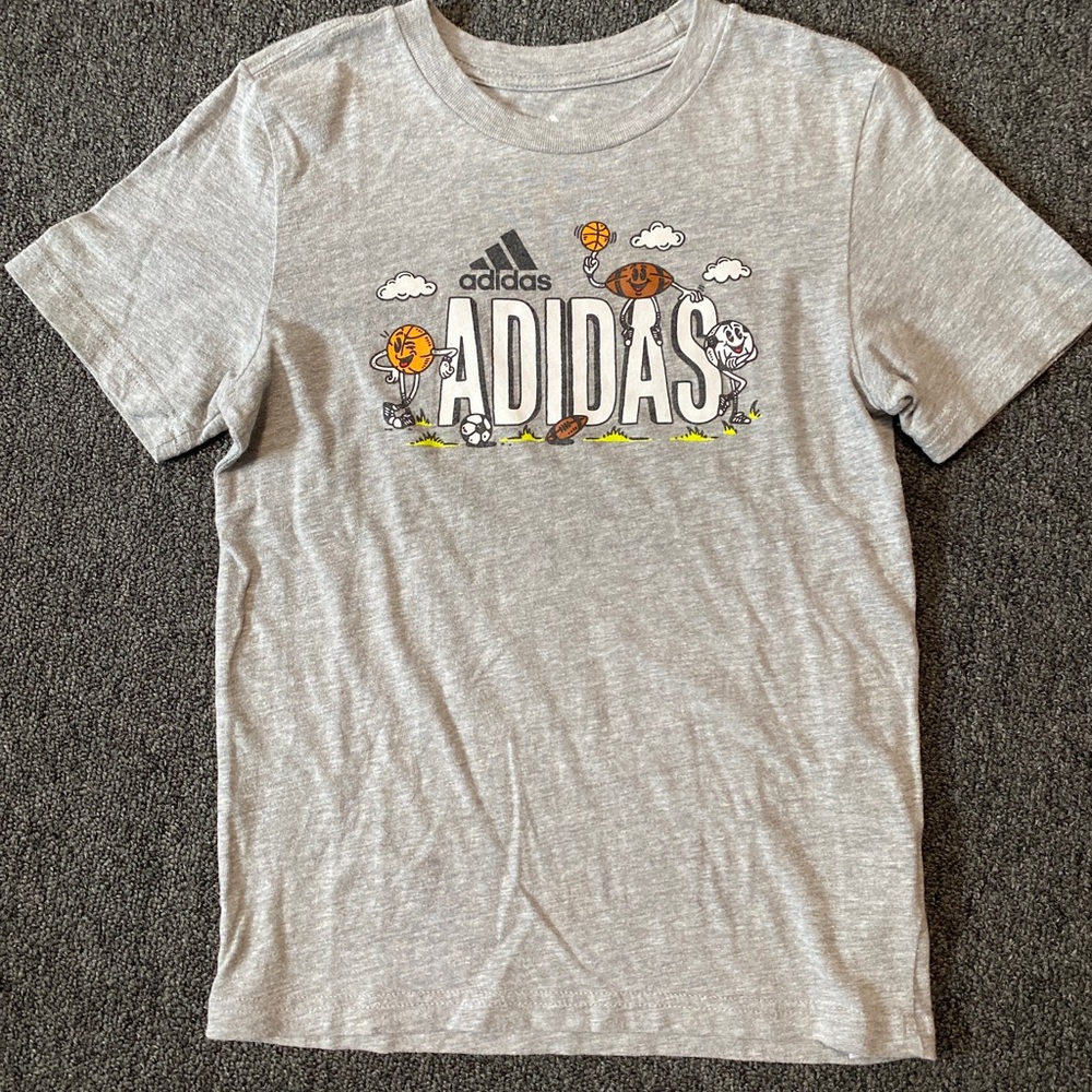 Adidas Kids Heather Gray Sports Graphic Tee